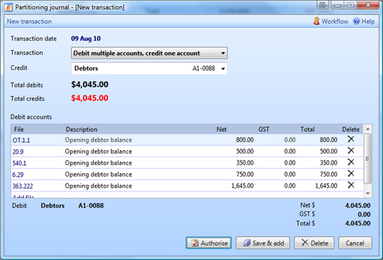 Partitioning journal